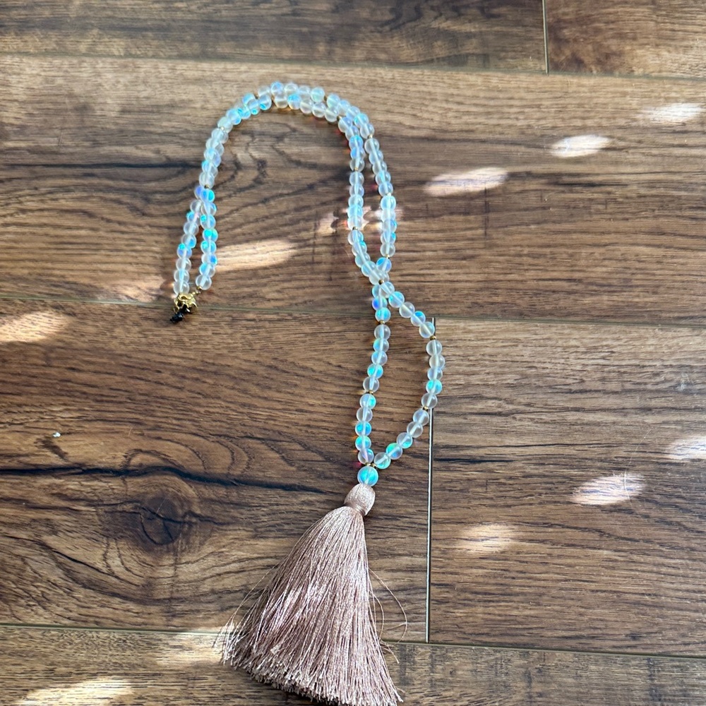 Betsy Pittard  long Beaded Necklace with Tassel